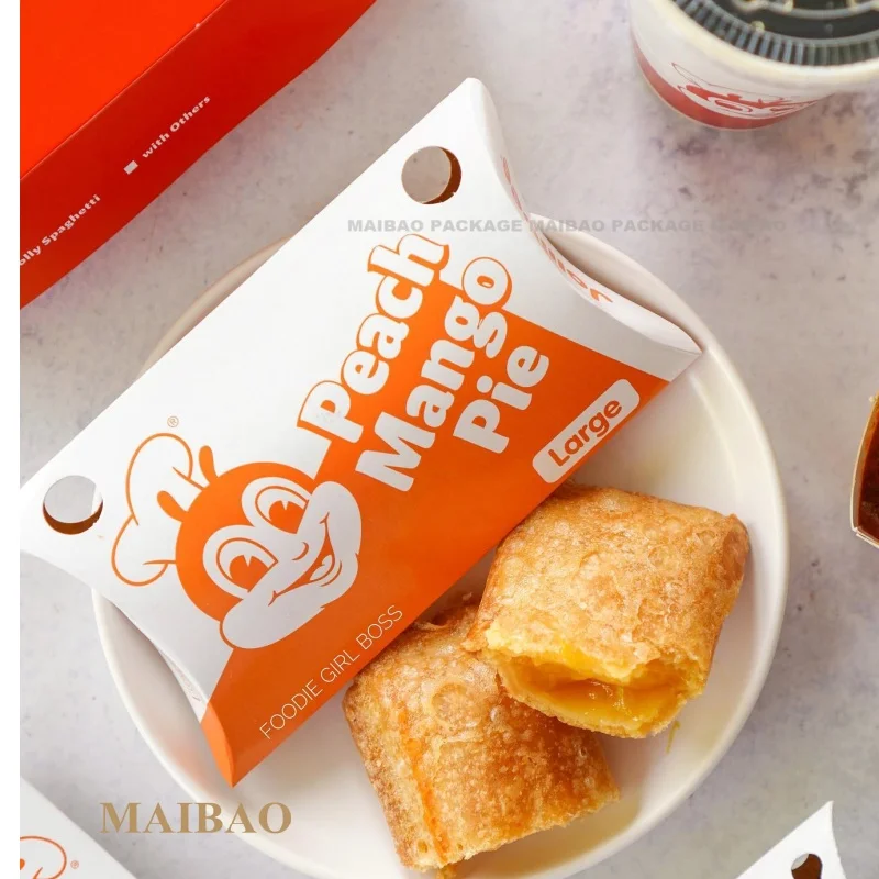 Коробка для пирога с принтом на вынос, конус для картофеля фри, биоразлагаемый пищевой сорт, донер, кебаб, буррито, бумага, упаковочная коробка для шаурмы