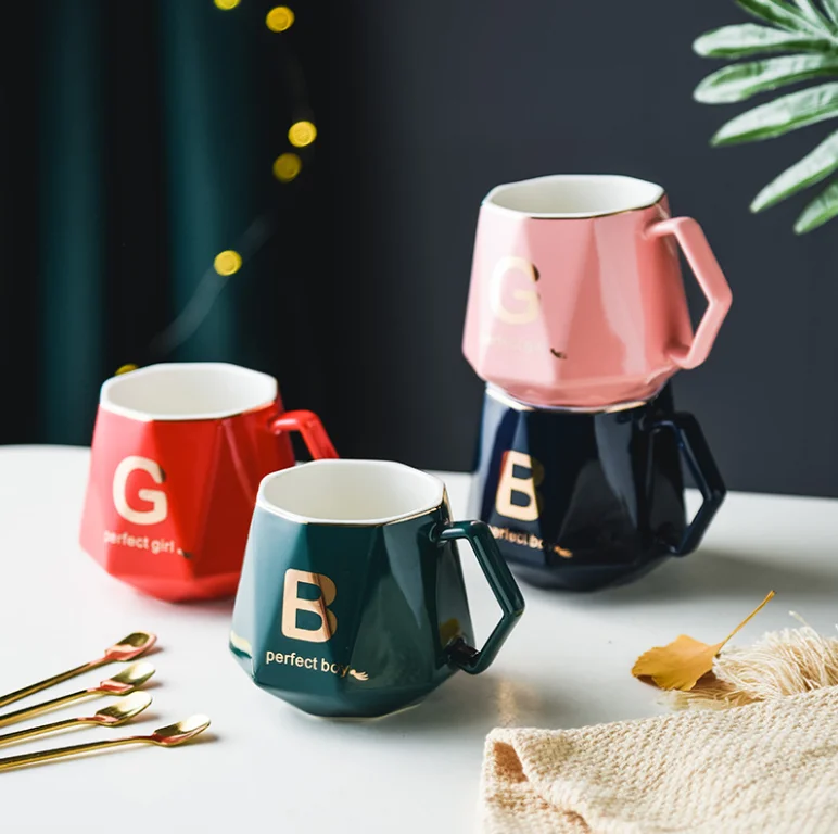 Роскошная высококачественная фарфоровая кофейная кружка Brett с логотипом на заказ, чашка для пары, свадебный подарок