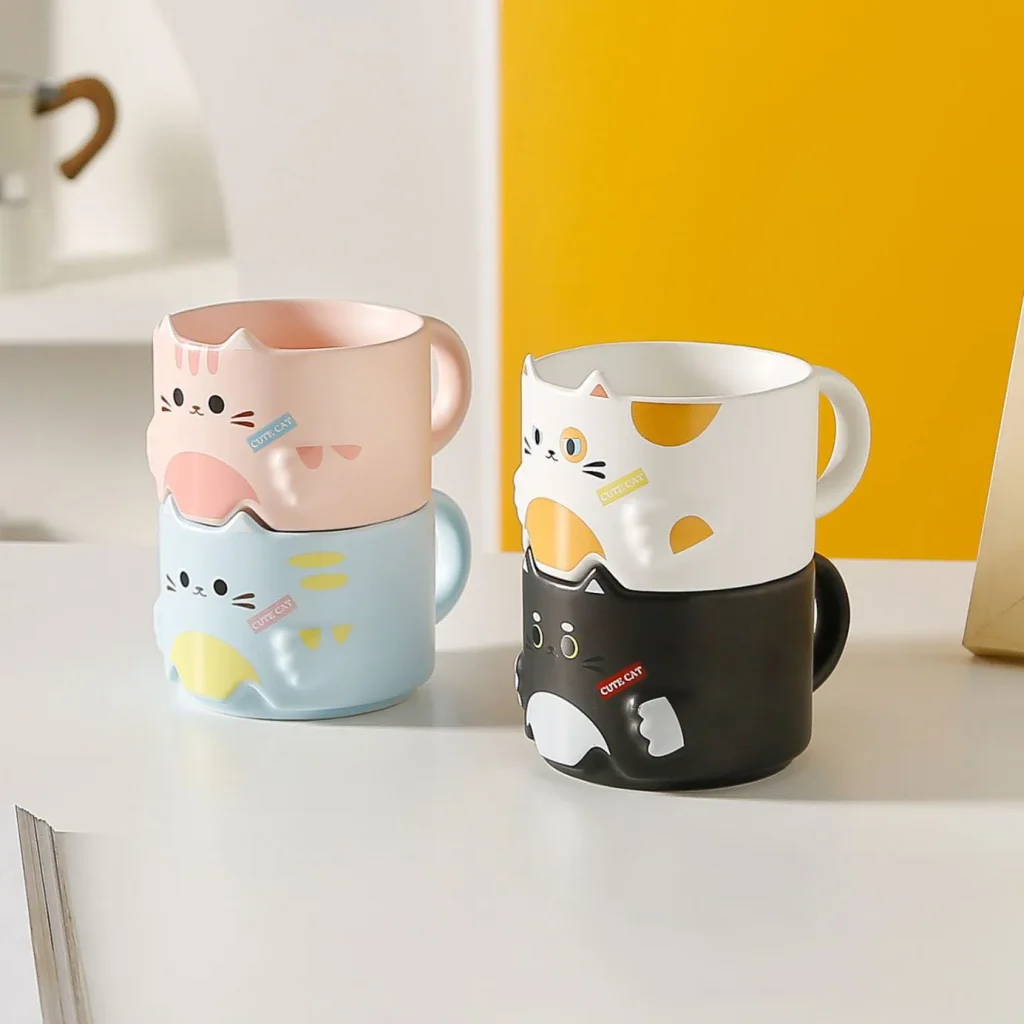 High Quality Cartoon Porcelain Mug Sustainable Business & Household Water & Coffee Cup Funny Party Drinkware Gift Stack Cup