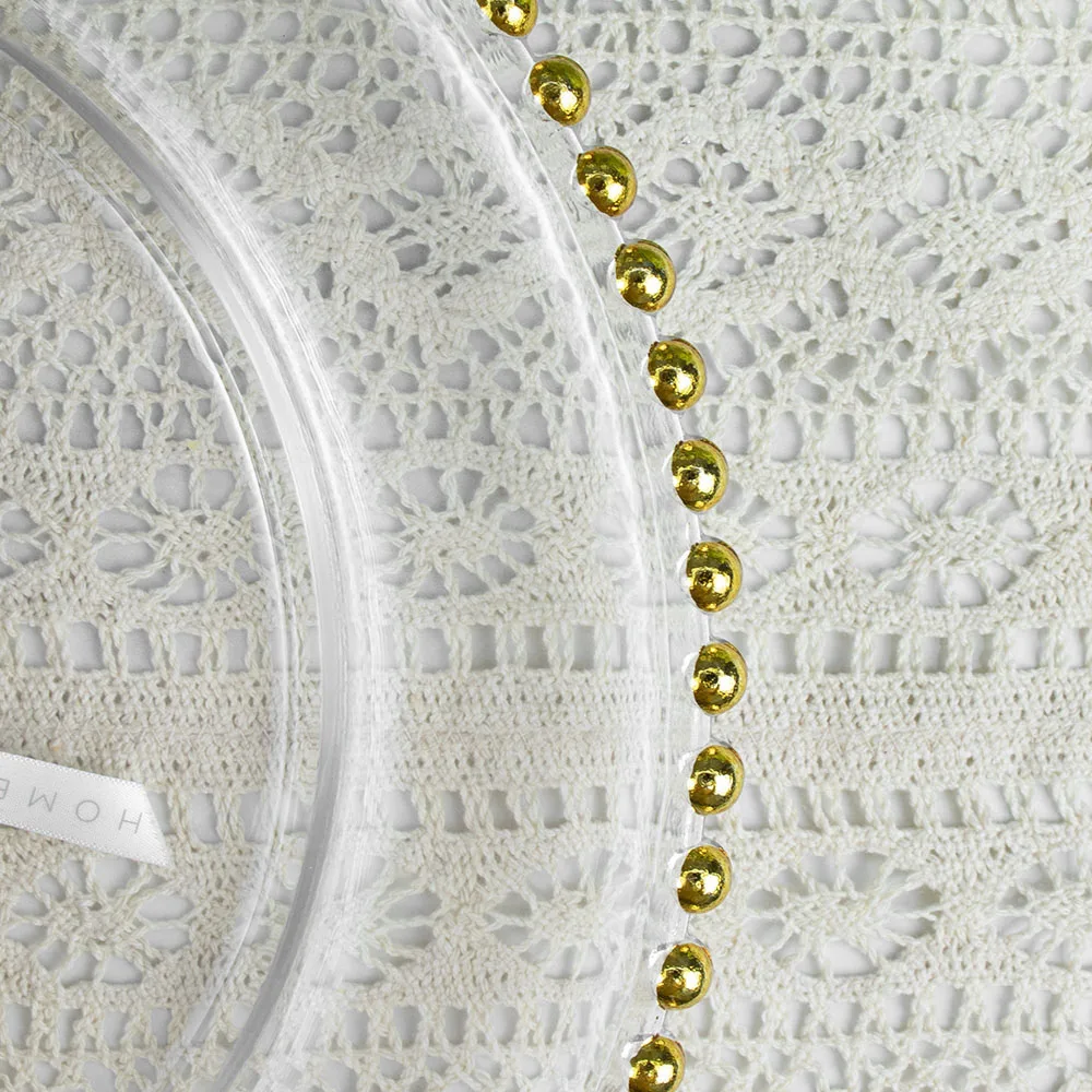 Оптовая продажа, круглые ободки из бисера, стеклянные зарядные пластины с золотыми краями, прозрачные медные винтажные серебряные зарядные пластины, свадебные украшения