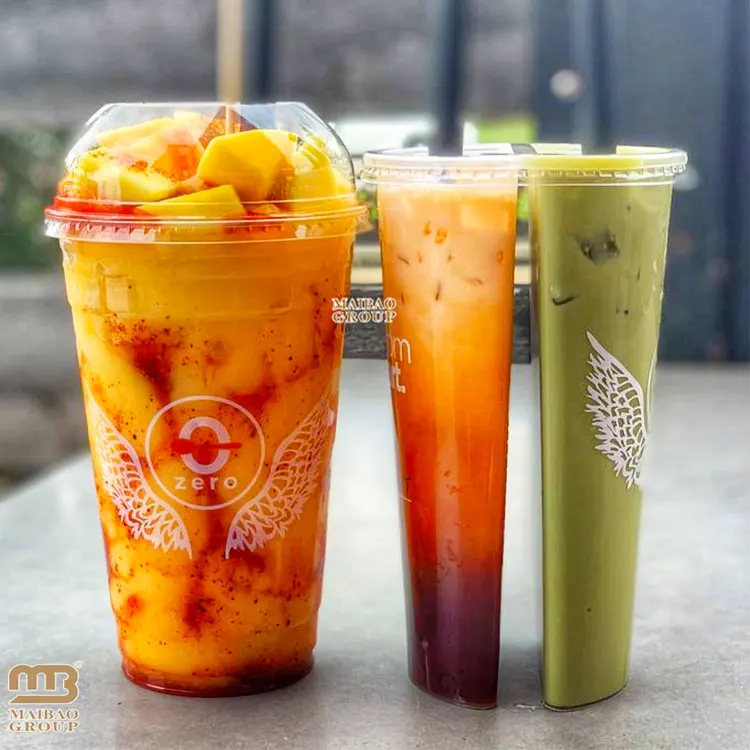 Одноразовые пластиковые стаканчики на заказ, 12 унций, 16 унций, 22 унции, пузырьковые чайные чашки с двойным отделением, 700 мл, ПП, ПЭТ, сок, чашка чая Боба, 2 отделения