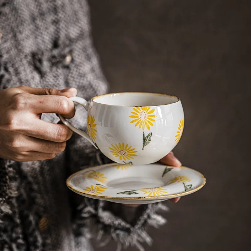 Wholesale Thickened Porcelain Coffee & Tea Mug Sets Simple Design Cappuccino Latte Cup for Party With Saucer