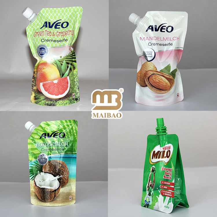 Напечатанный на заказ пластиковый упаковочный пакет специальной формы 50 мл 100 мл 500 мл для напитков, фруктовых соков, сумка с носиком