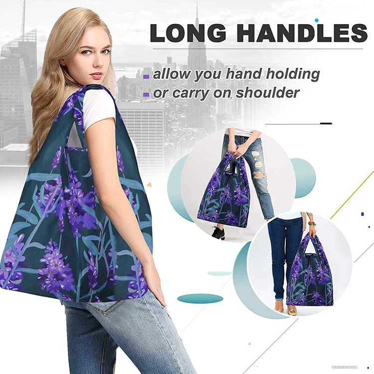 Многоразовая продуктовая сумка с индивидуальным логотипом Animal Blue, складная сумка для супермаркета, небольшая складная сумка для покупок в кармане с молнией