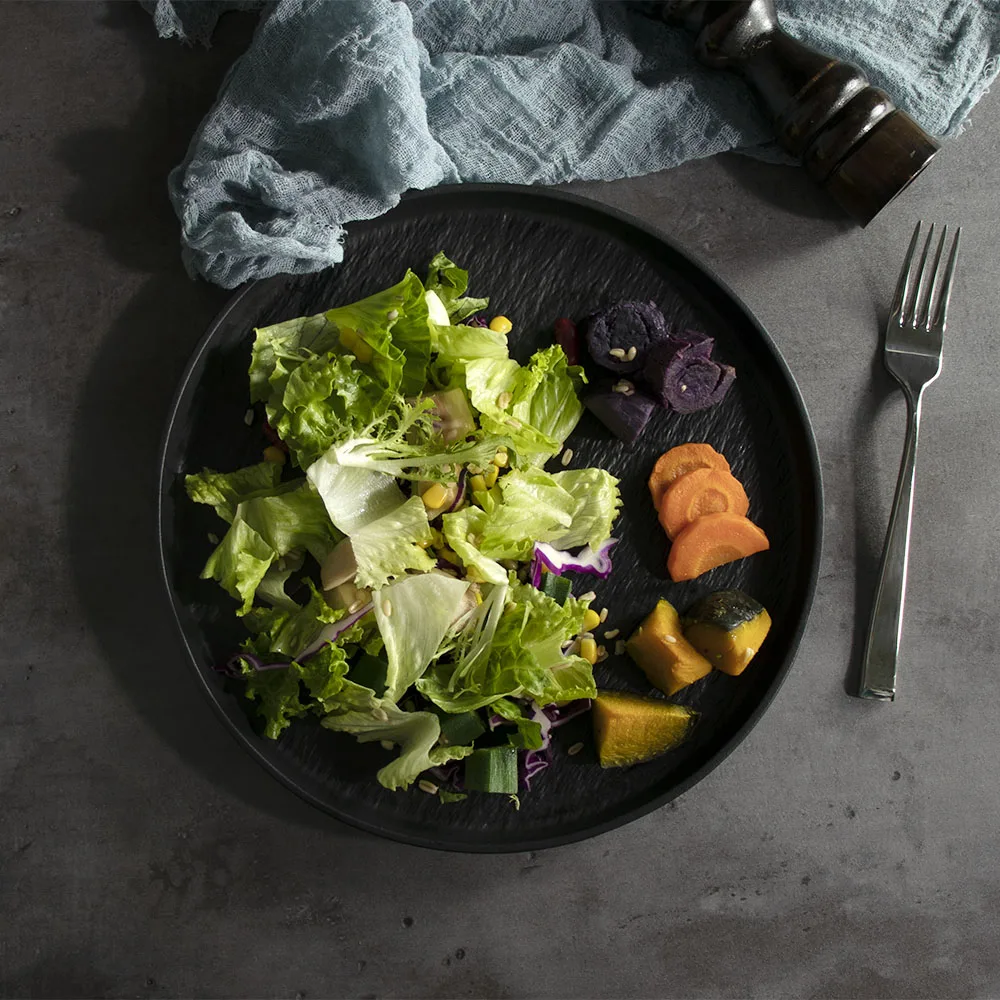 Европейская керамическая матовая черная керамическая тарелка, круглая тарелка для пасты, посуда, белая фарфоровая тарелка для ужина для ресторана, отеля