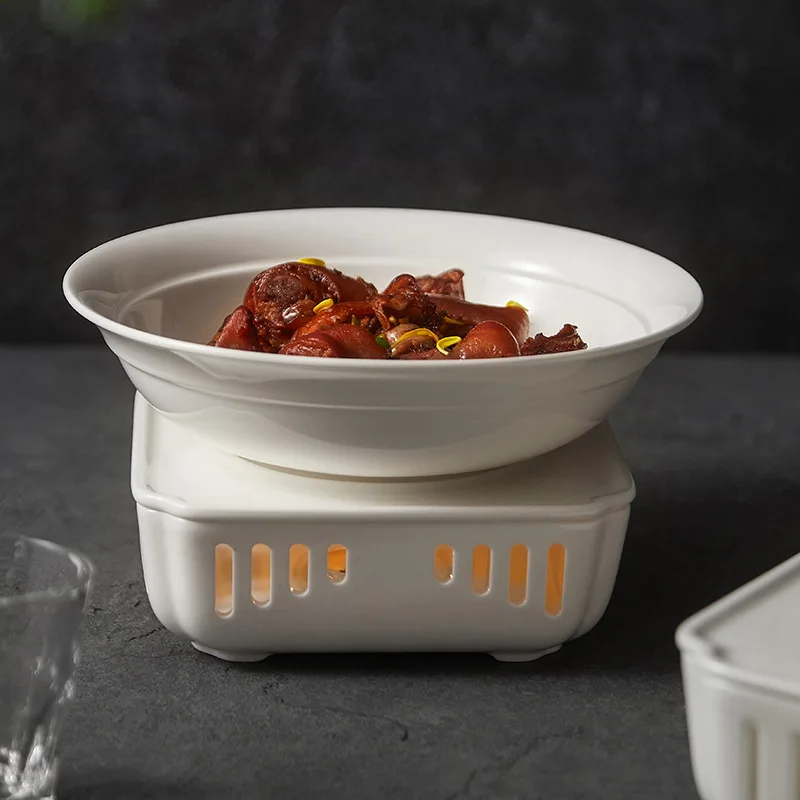 Nordic White Ceramic Serving Tray New Stoneware Dinner Plate Soup Puree Seafood Salad Fish Buffet Restaurant Tableware Europe