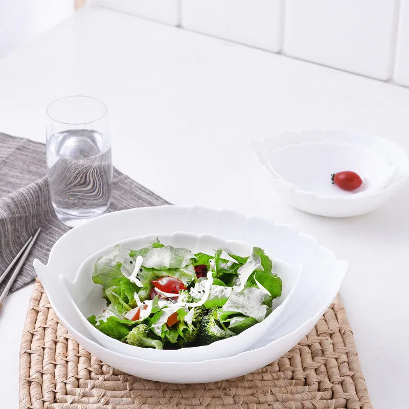 Meanbao Chinbull креативная белая нефритовая фарфоровая миска для супа с лапшой, одноразовая центробежная миска с листьями, салатница из пластика