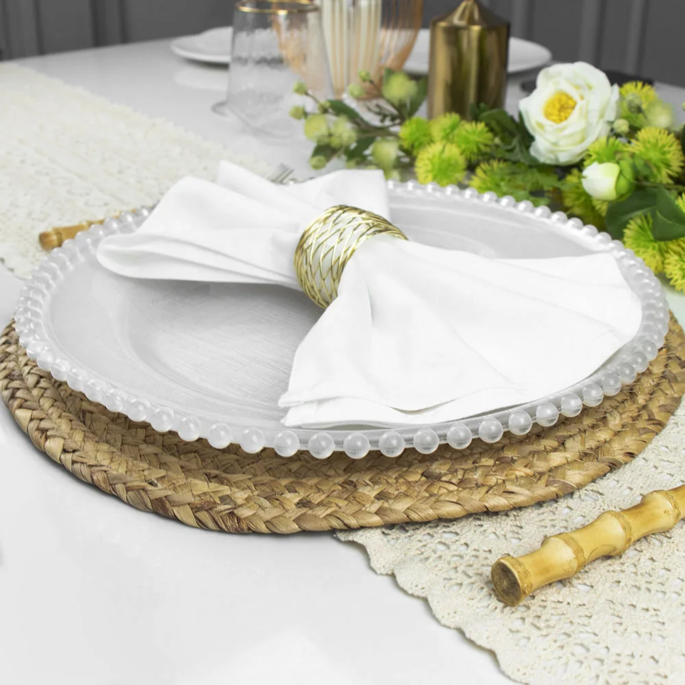 Оптовая торговля модная прозрачная стеклянная зарядная пластина из бисера для свадьбы