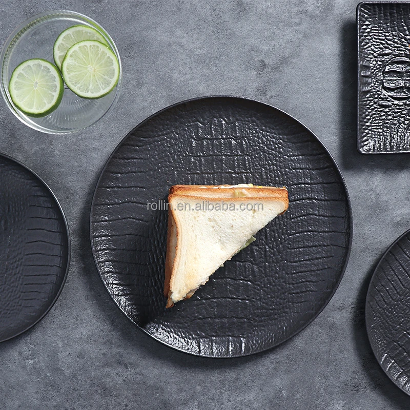 Черный керамический обеденный сервиз для отеля, современный стиль, 10,5-дюймовая фарфоровая тарелка для стейка, набор посуды, принадлежности для ресторанов, фарфоровые тарелки