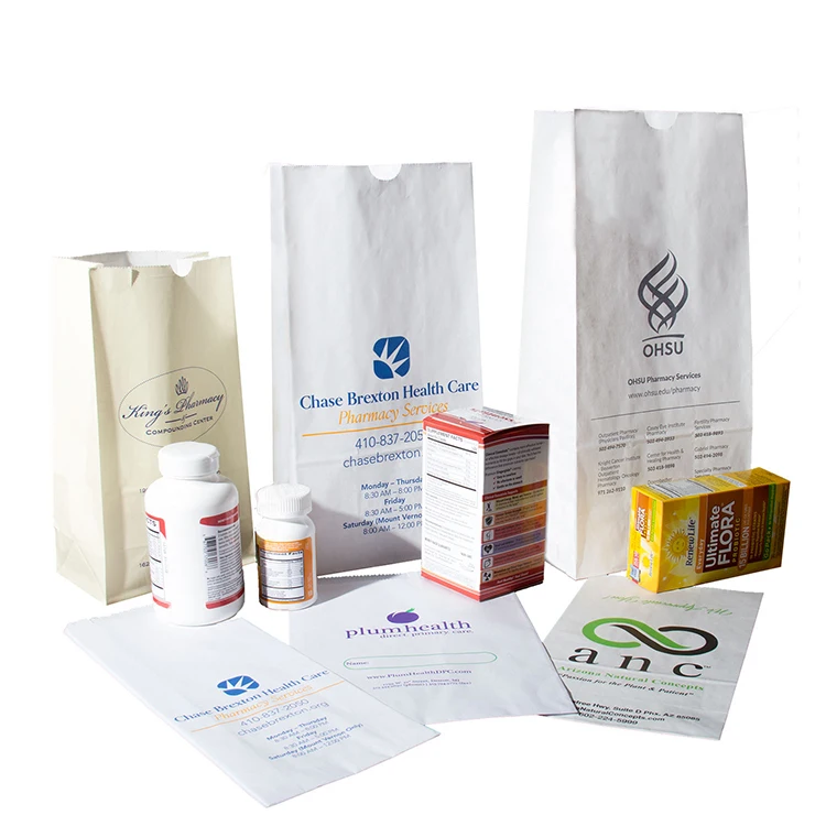 定制徽标印刷环保防油牛皮纸空气疾病呕吐包装药品纸袋