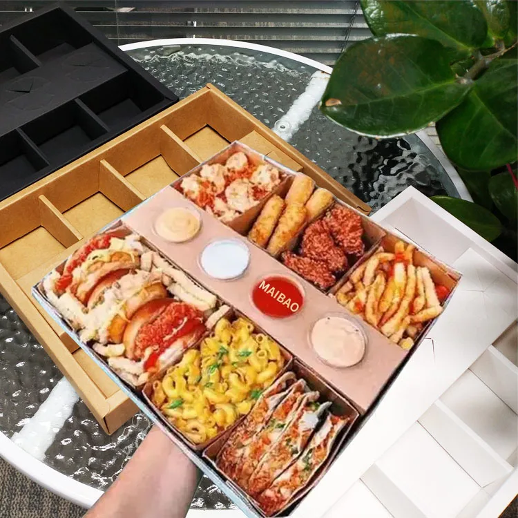 Экологичная биоразлагаемая одноразовая крафт-бумага с печатью логотипа по индивидуальному заказу, упаковка для доставки еды, упаковка для суши, коробка на вынос