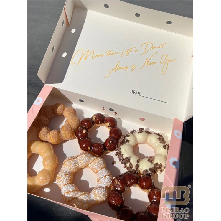 Розовый печатный дизайн, упаковка для закусок, хлебобулочных изделий, коробка для пончиков для выпечки на 12 пончиков, коробка для выпечки, мини-коробка для выпечки пончиков, индивидуальный логотип