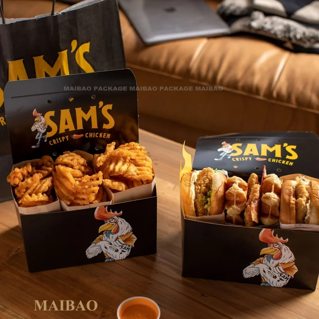 发定制印刷标准尺寸6 8 9 10 12 英寸棕色瓦楞薯条汉堡包装纸箱包装纸披萨盒