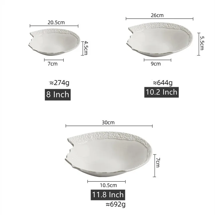 Unique Irregular White Dinner Plates Incompleted Ceramic Soup Salad Bowl for Restaurant Tableware