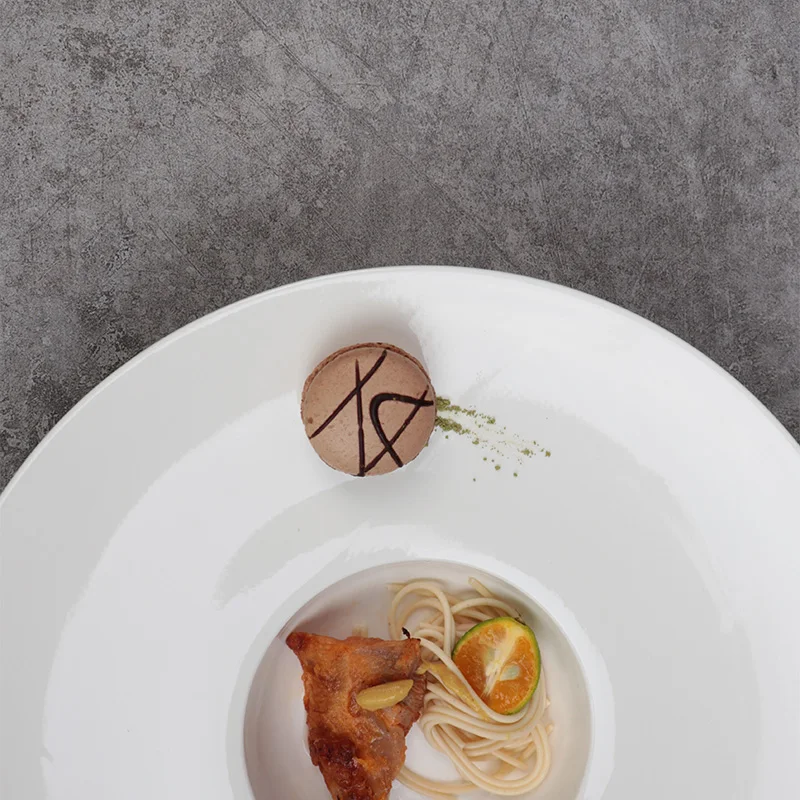 Белая фарфоровая керамическая миска для супа, керамическая тарелка для отеля, роскошная фарфоровая керамическая тарелка для отеля, тарелка для основного блюда в ресторане