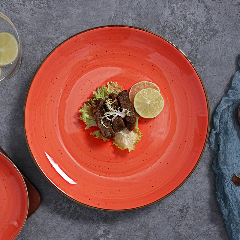 Китайская круглая тарелка, фарфоровые декоративные тарелки, рождественская посуда, ресторан, 12-дюймовая тарелка-переворот