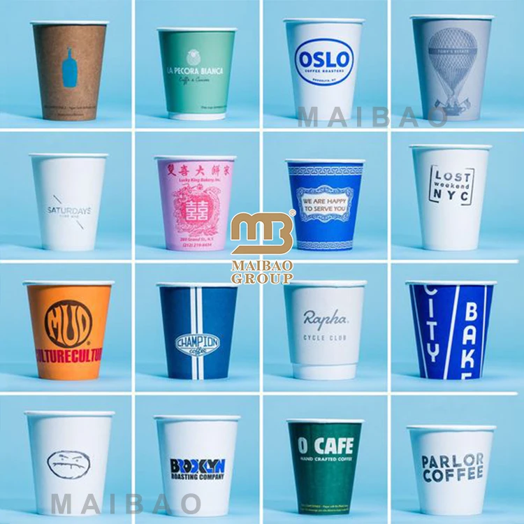 Биоразлагаемые бумажные стаканчики Pla с индивидуальной печатью для горячих напитков, 6 унций, 8 унций, 9 унций, 10 унций, 20 унций, чашка для чая, кофе на вынос с держателем для переноски