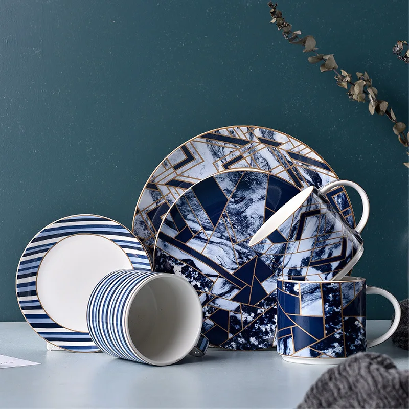 Household Solid Color Ceramic Dinner Plate Bowl Combination Restaurant Tableware Ceramic Bowl Set