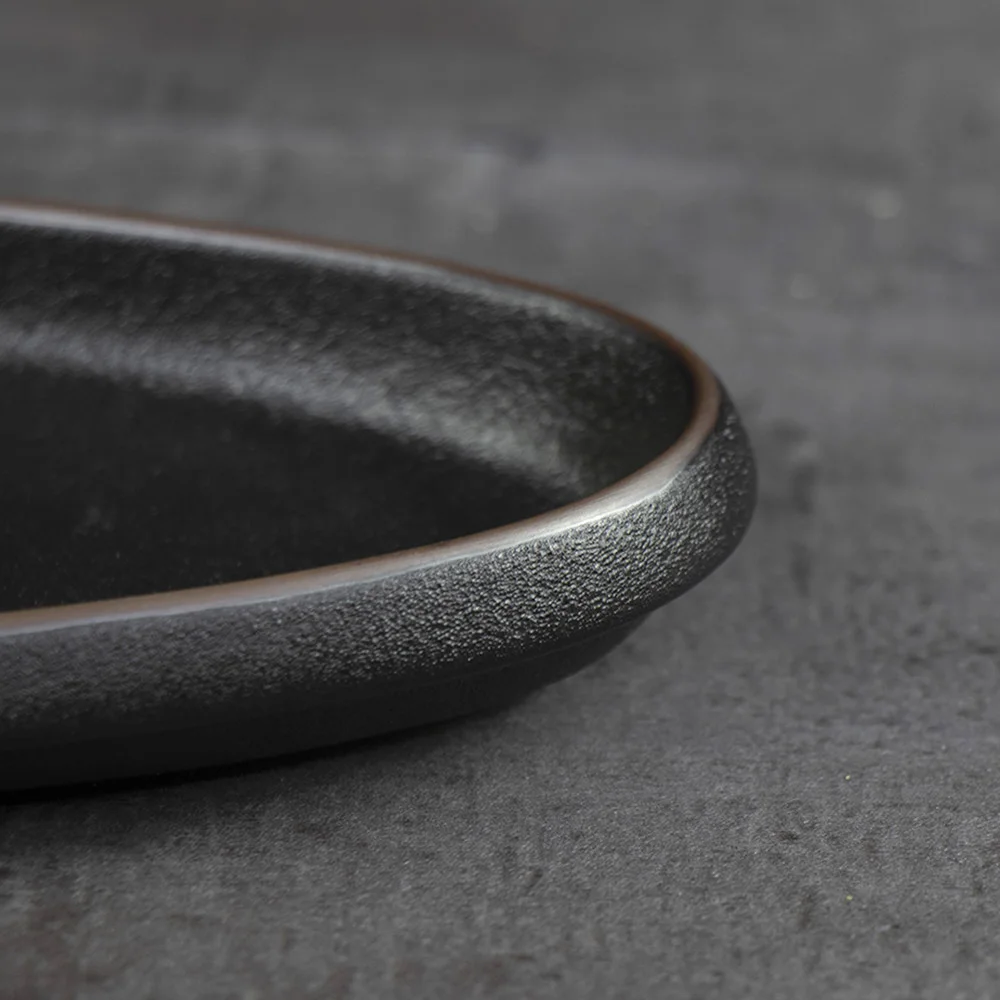 Керамическое черное блюдо, ужин, стейк, фарфоровые роскошные тарелки, наборы столовой посуды, матовые тарелки
