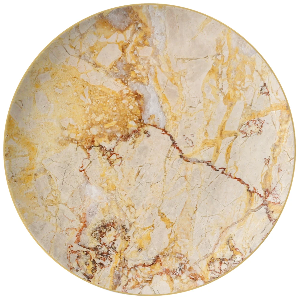 Элегантная классическая желтая основная тарелка 10,5 дюйма, 12-дюймовые зарядные тарелки, набор свадебной посуды из костяного фарфора с золотой оправой