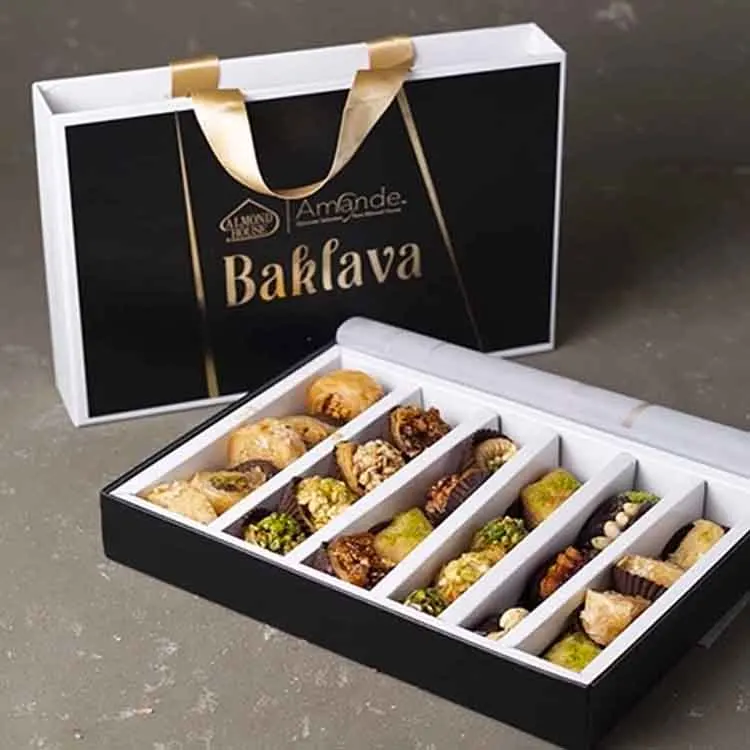 Подарочная коробка из крафт-бумаги с принтом на заказ, роскошная складная коробка для сладкого шоколада и пахлавы, упаковка для Рамадана, коробка для дат Medjool