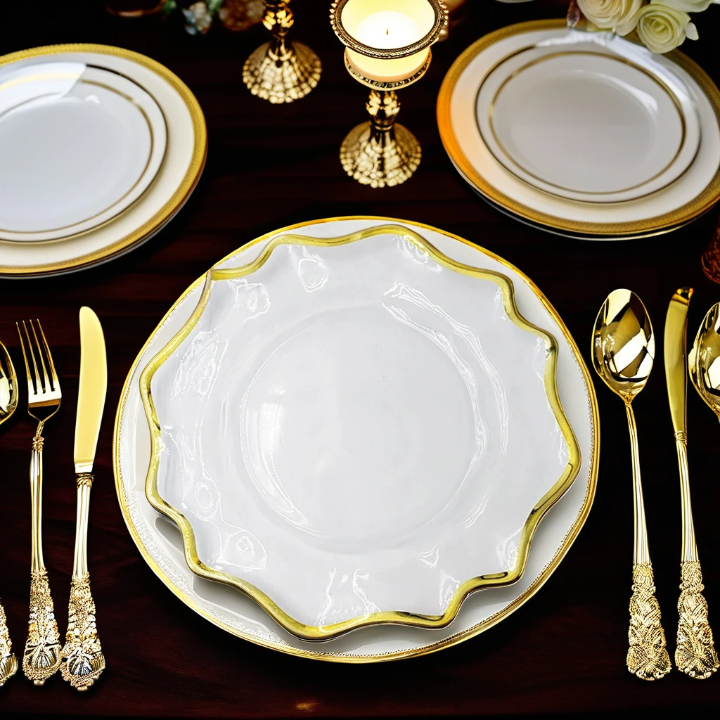 Стеклянная тарелка с золотой оправой неправильной формы, Роскошный набор стеклянных тарелок в Пномпене, современный винтажный круглый узор для банкета для свадьбы
