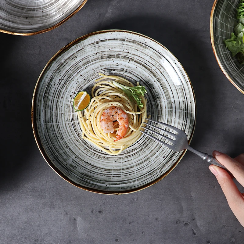 Керамическая фарфоровая посуда Chaozhou, набор посуды, серо-коричневый, Amaon Top, эстетическая керамическая тарелка и набор чаш, набор тарелок