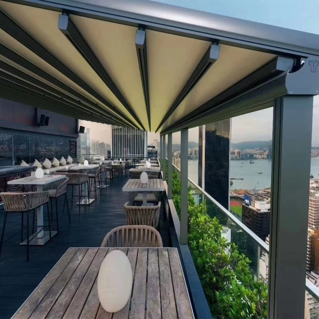 Складной и телескопический навес от солнца с электроприводом, навес от солнца для наружного двора