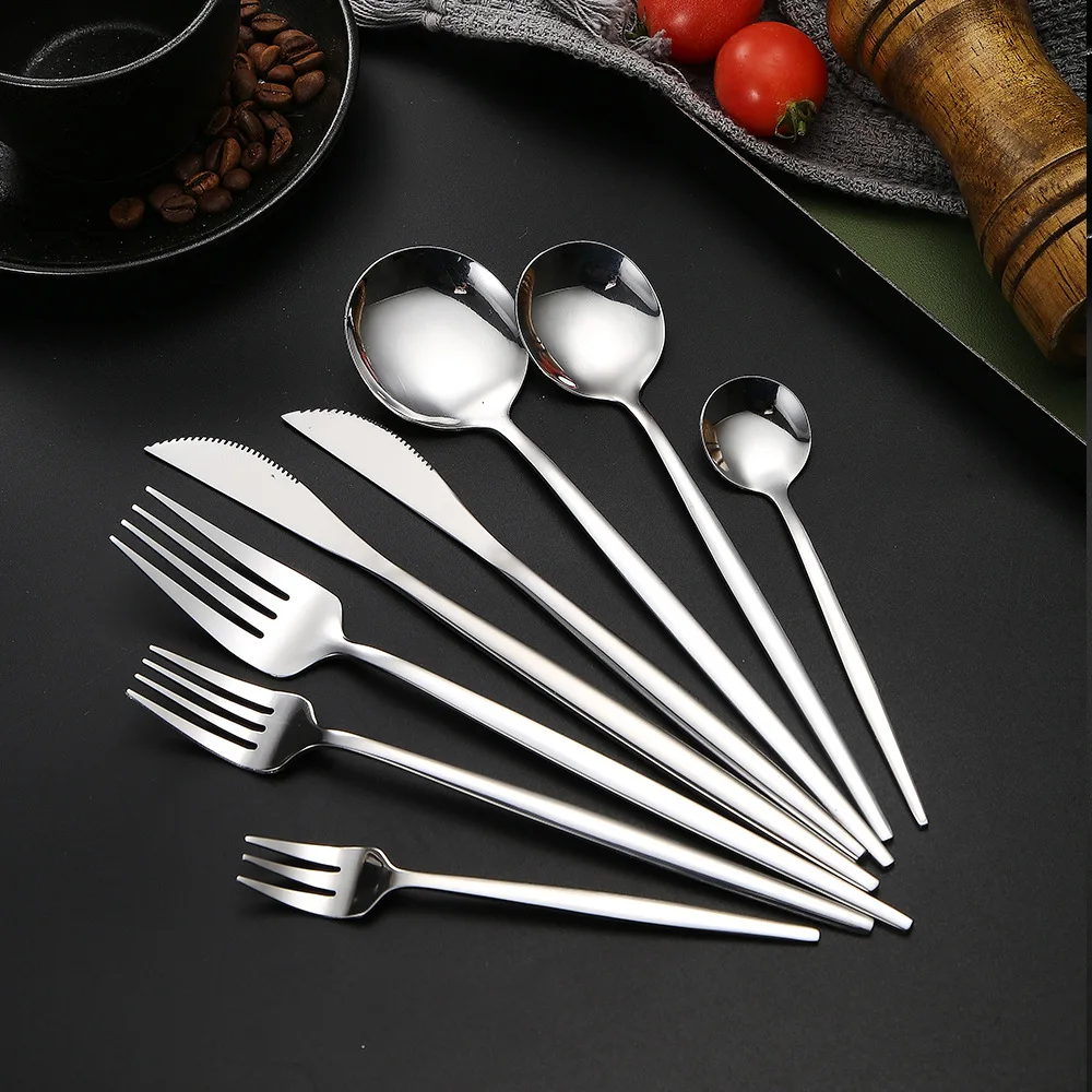 Stainless Steel Flatware Knife Fork Spoon Silverware Gold Cutlery Set
