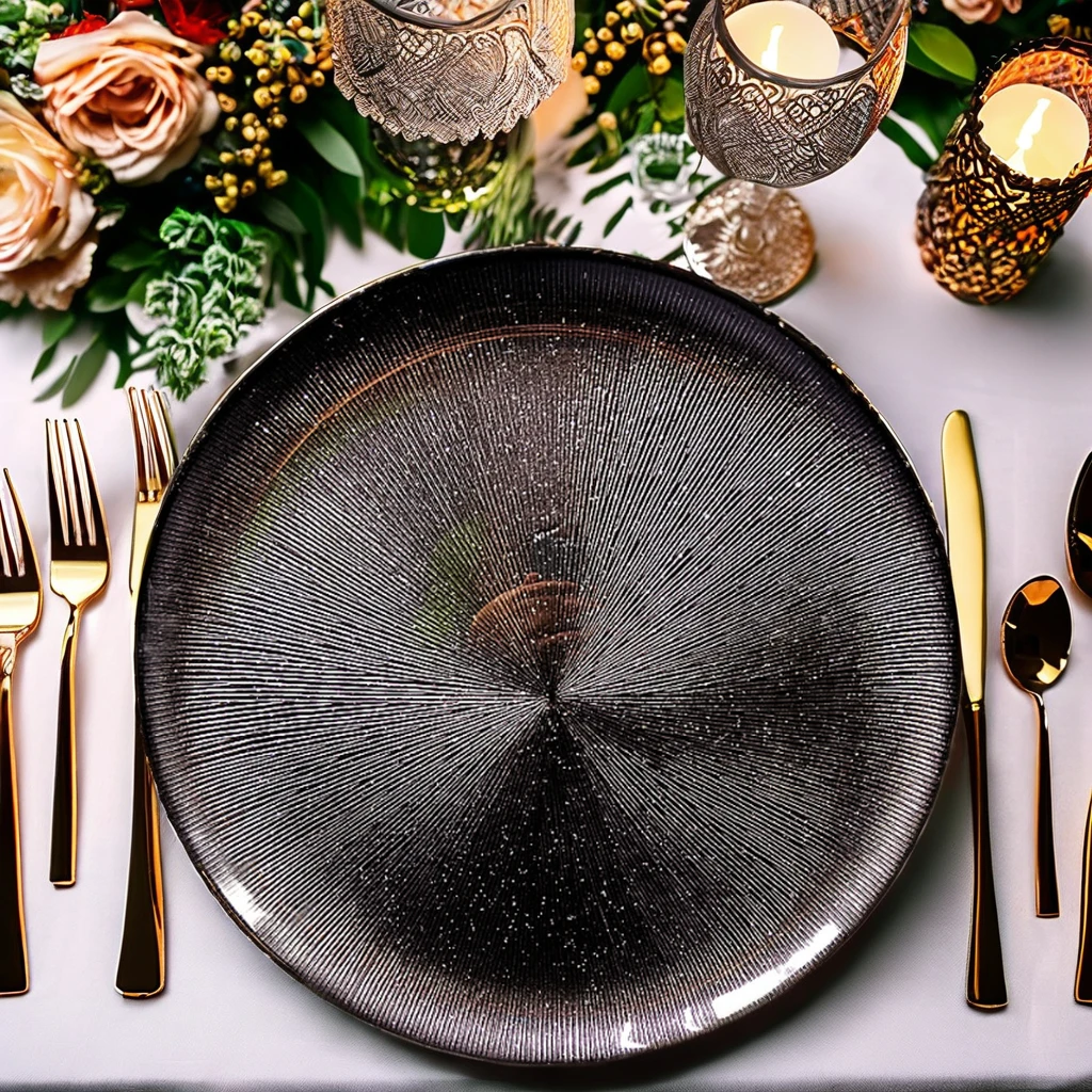 Новый дизайн, круглое зарядное устройство для стекла, оптовая продажа, роскошные свадебные украшения, тарелка, экологически чистая пластиковая посуда, блюдо