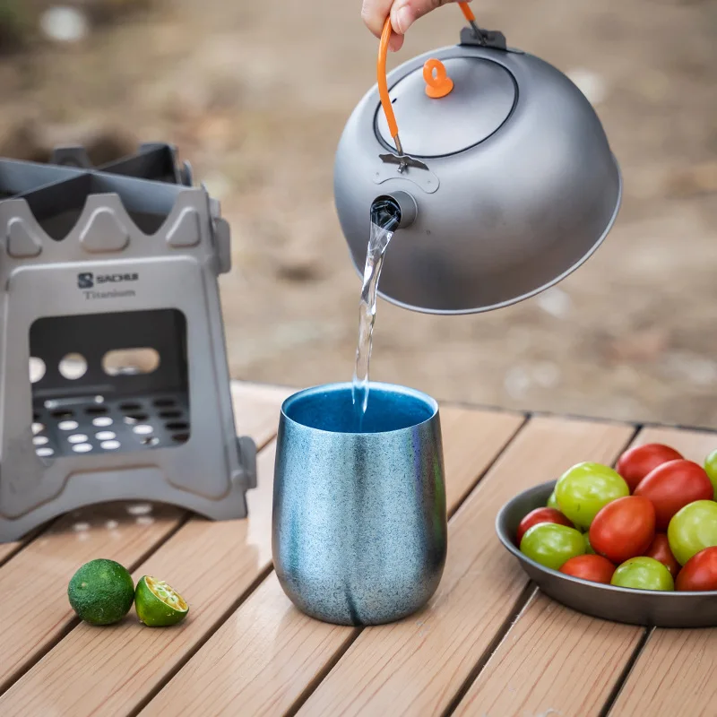 Чистая двойная утолщенная кофейная чашка, титановая дорожная чашка с гусиным яйцом и вакуумной изоляцией