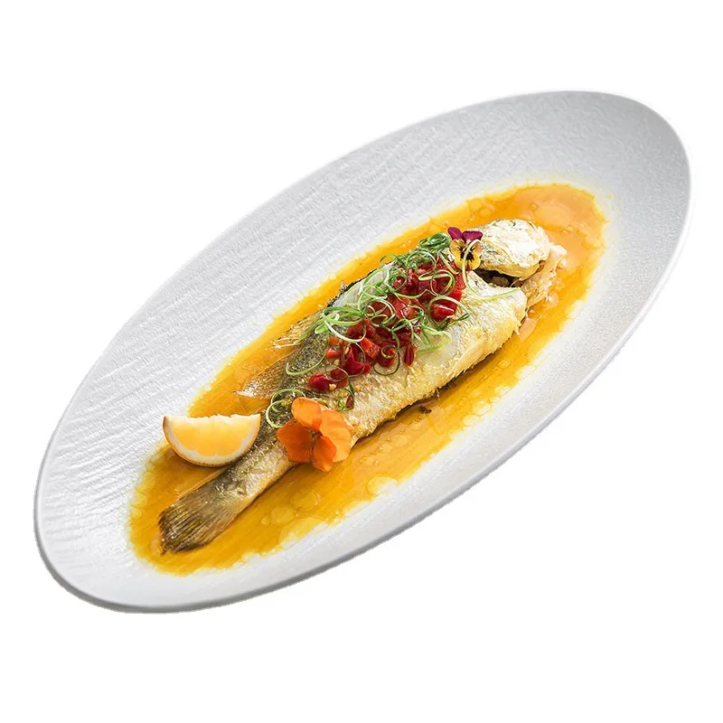 High Quality Simple Black White Dinner Plates Big Oval Western Food Soup Plate Bowl Deep Dish Straw Hat High-Grade Western Bowls