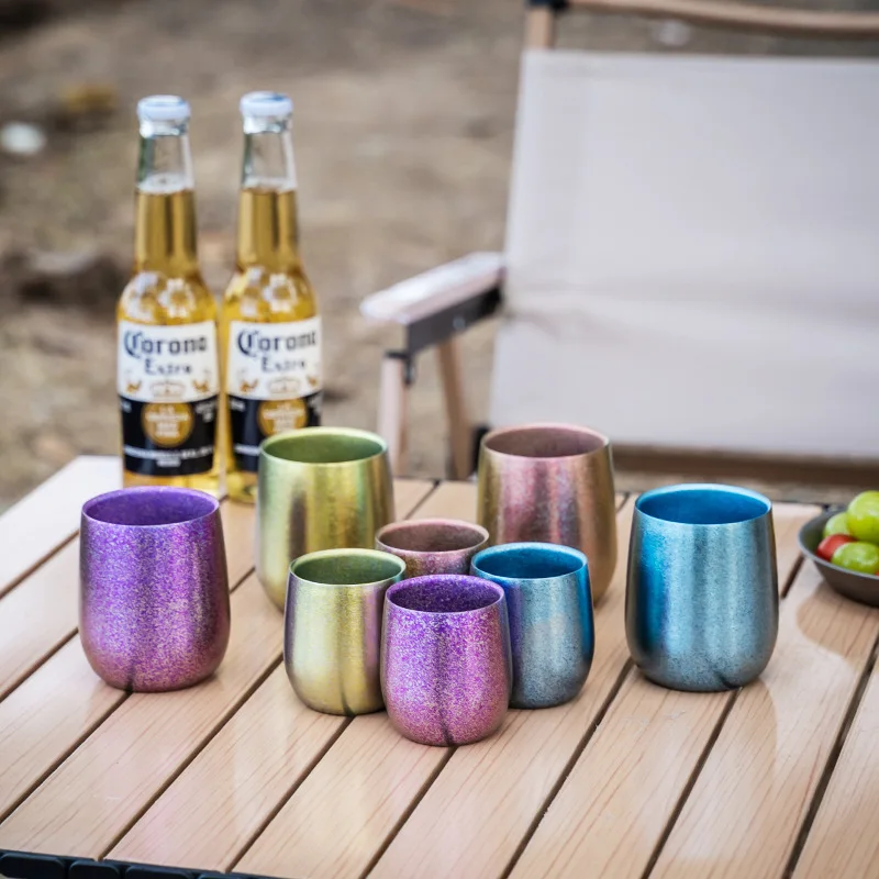 Чистая двойная утолщенная кофейная чашка, титановая дорожная чашка с гусиным яйцом и вакуумной изоляцией