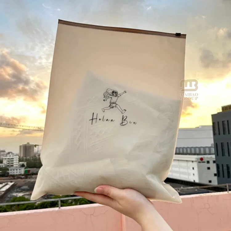 Изготовленная на заказ матовая матовая сумка на молнии, биоразлагаемый пластиковый пакет для упаковки одежды, футболка, купальники, одежда, сумка с замком на молнии с логотипом