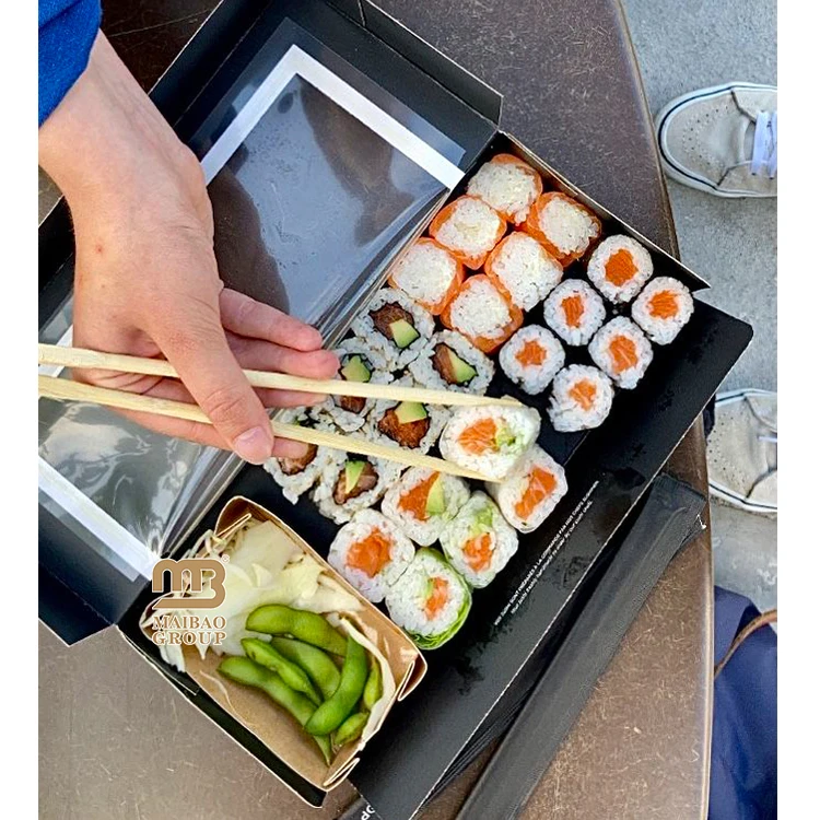 Изготовленная на заказ коробка для упаковки сладкой еды из крафт-бумаги, одноразовая упаковка для суши на вынос, контейнеры для еды в ресторане, коробка для фаст-фуда