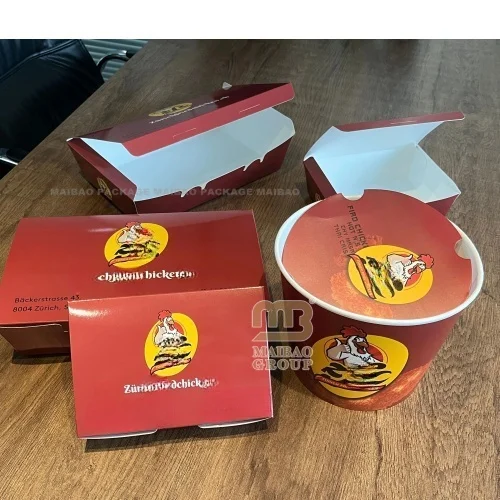 Бумажное ведро большой емкости на заказ для жареной курицы, контейнер для еды, чашка для попкорна, ведро для курицы, крафт-бумага, одностенная