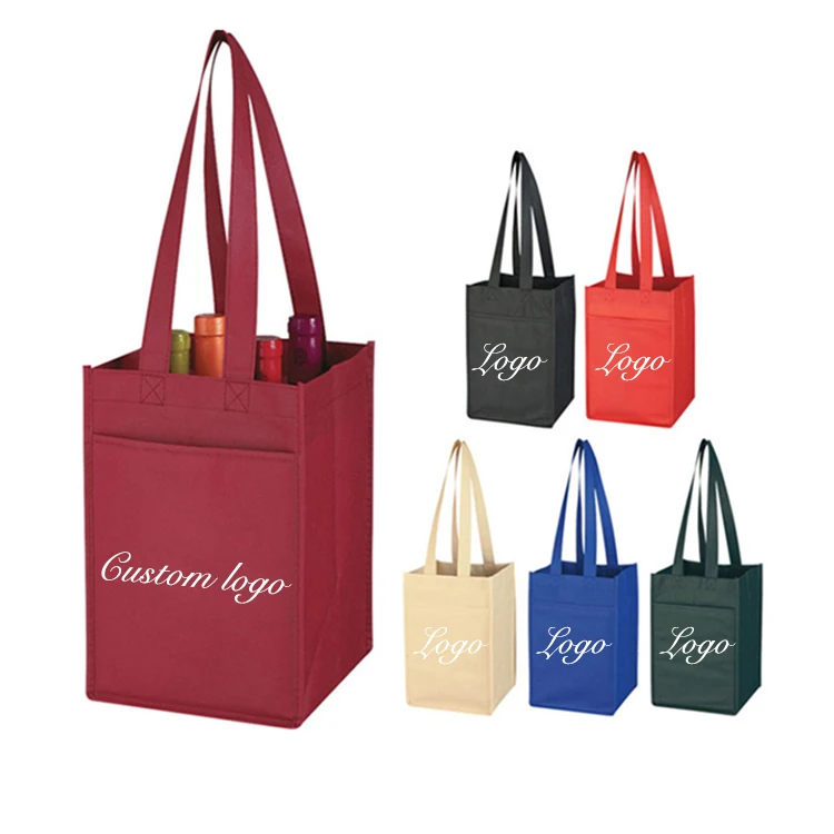 Пользовательский логотип Рекламная многоразовая нетканая модная подарочная сумка для покупок Оптовая цена Rpet Нетканая рождественская сумка для бутылки вина