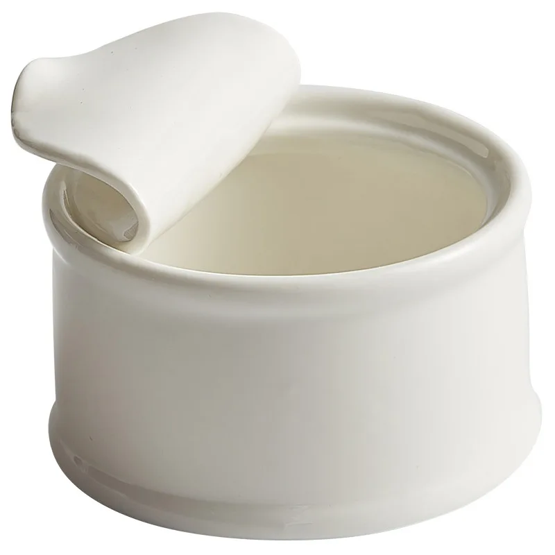 White Ceramic Dinner Plates Tin Can Shaped Restaurant Tableware Serving Soup Bowls Sauce Dishes for Home Party Use Pack Type