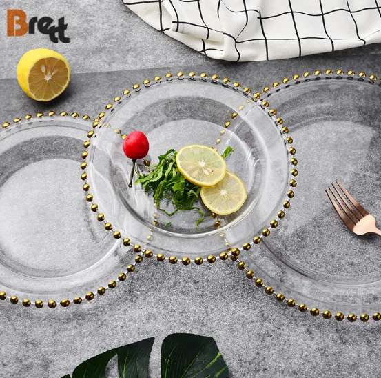 Черная керамическая обеденная тарелка Brett в европейском стиле с золотой оправой, 8 дюймов, 10 дюймов, тарелка для стейка в скандинавском стиле