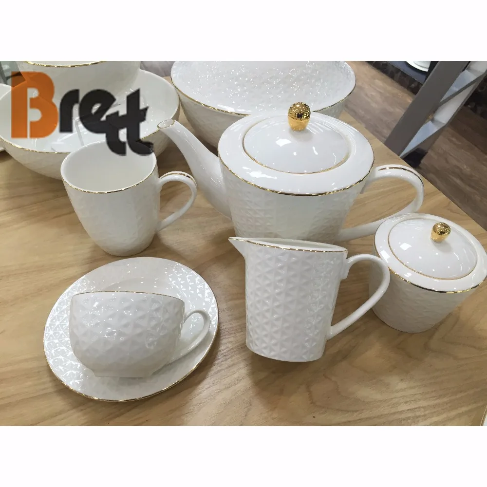 Турецкий фарфоровый набор посуды с золотой оправой, посуда для свадьбы