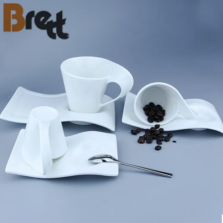 Бретт, уникальный дизайн, белая волнистая форма, изысканная фарфоровая чашка для эспрессо, чая, кофе и блюдце