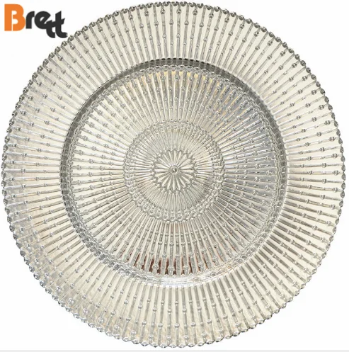 Заряжатели таблицы Гуанчжоу Шэньчжэня прозрачные стеклянные с вышитым золотом краем