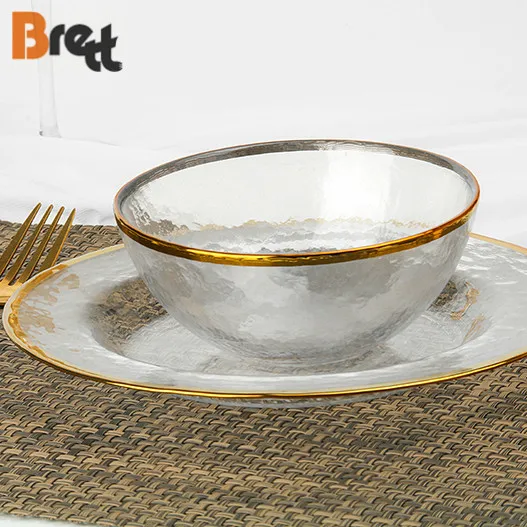 Стеклянные наборы столовой посуды, золотые тарелки, зарядные устройства для свадьбы, декоративные