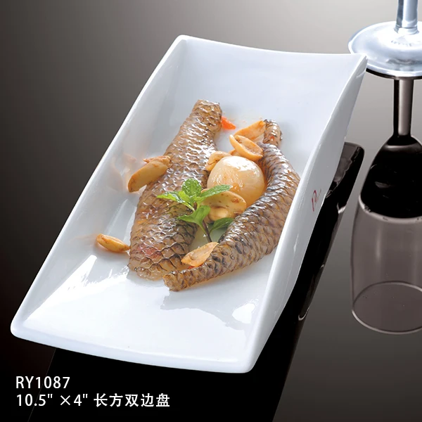 Современный дизайн Белые фарфоровые тарелки Белые керамические прямоугольные тарелки Посуда