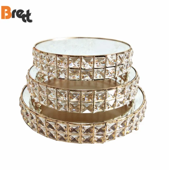 Свадебная золотая и серебряная металлическая 3-слойная подставка для торта, хрустальная столешница нестандартного размера, центральная часть с цветочным декором для вечеринок