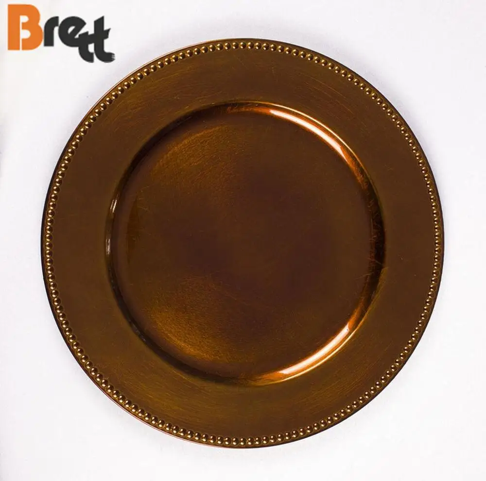 Экологичная дешевая пластиковая посуда, золотые и серебряные зарядные пластины с бисером для свадебного украшения