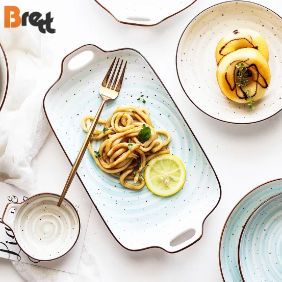 Бретт, японская ручная роспись, цветная глазурь, наборы столовых приборов, фарфоровая керамическая тарелка, посуда для ресторанов, отелей, 6-дюймовая круглая посуда