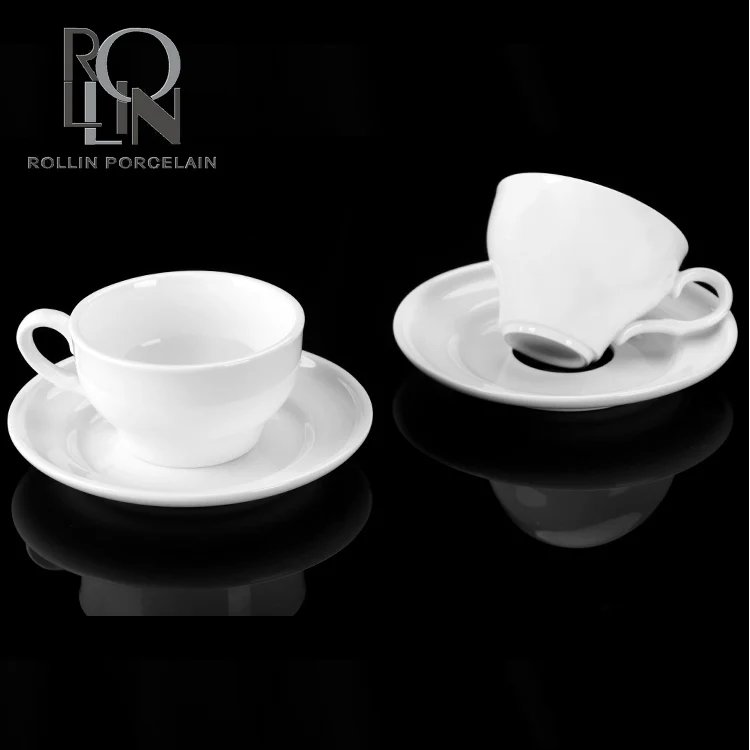 Керамическая чашка для кофе, капучино, эспрессо с логотипом и блюдцем, белая фарфоровая кофейная чашка
