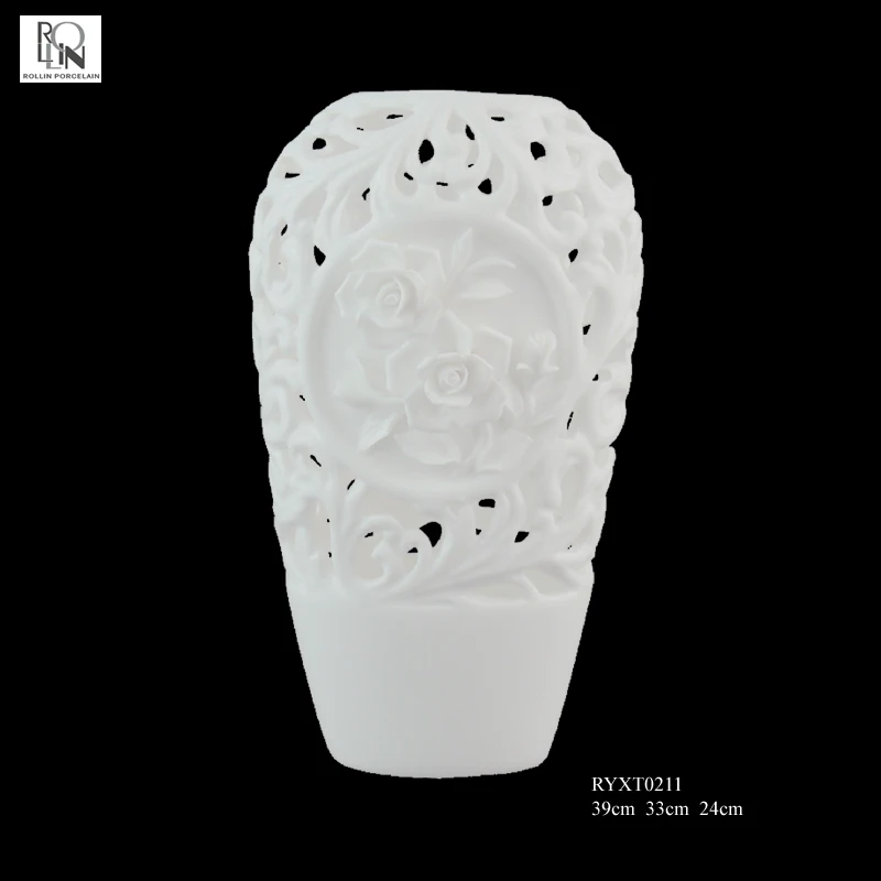 Белая современная декоративная скульптура, китайская керамическая ваза для цветов, Свадебная ваза из костяного фарфора