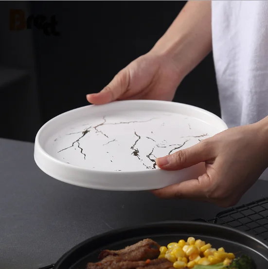 Скандинавская креативная керамическая посуда в форме шляпы Суповая тарелка Западные спагетти Черно-белые тарелки